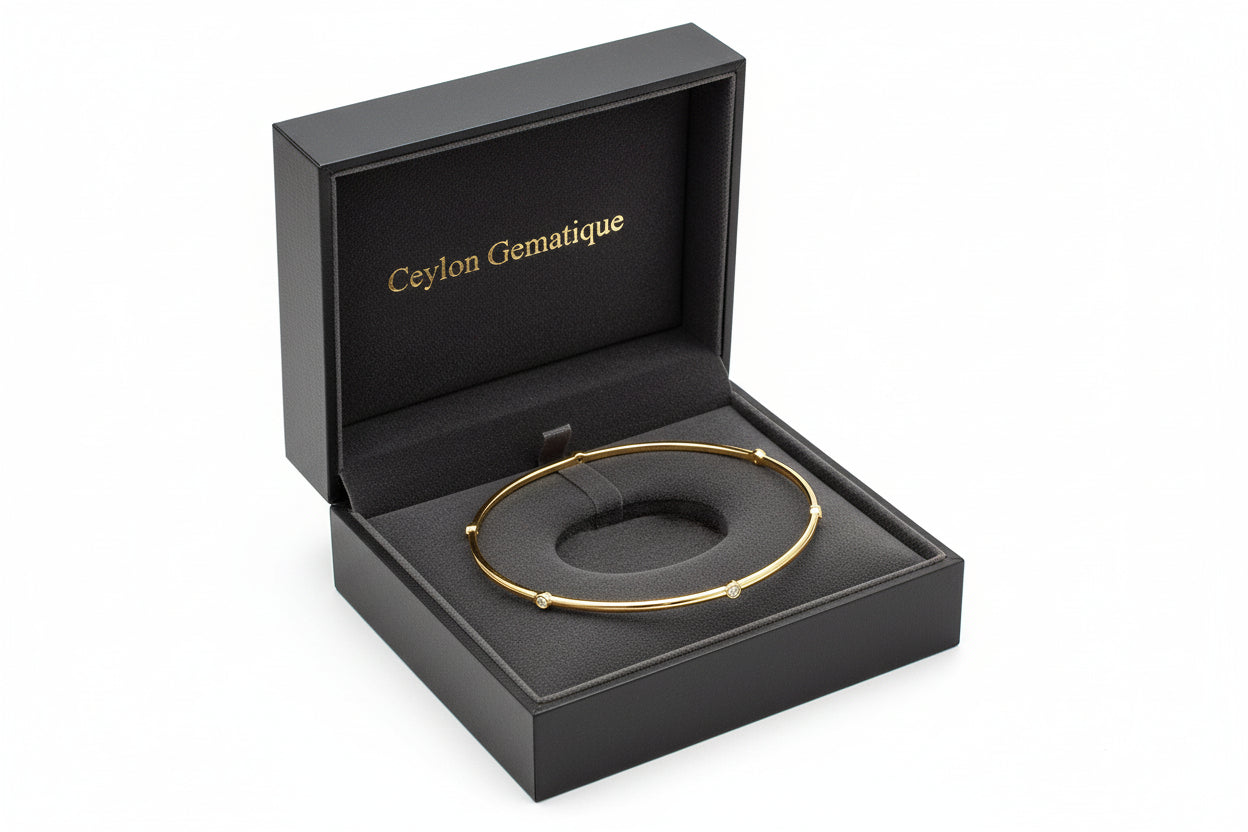 14K Yellow  Diamond Bezel-Set Bangle