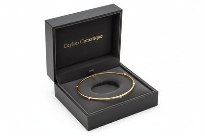 14K Yellow  Diamond Bezel-Set Bangle