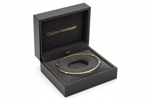 14K Yellow  Diamond Bezel-Set Bangle