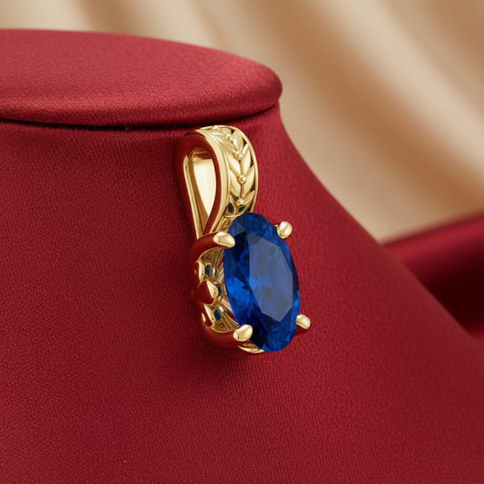 14K Yellow  Blue Sapphire Pendant