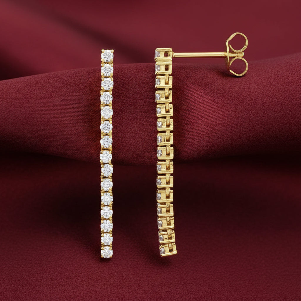 14K Yellow  Diamond Drop Earrings