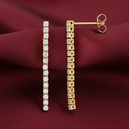 14K Yellow  Diamond Drop Earrings