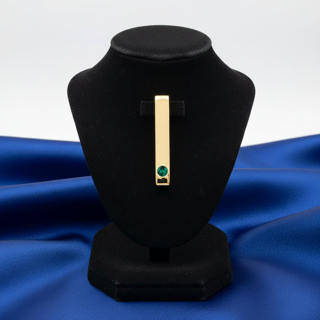 14K Yellow  Emerald Family Engravable Bar Pendant