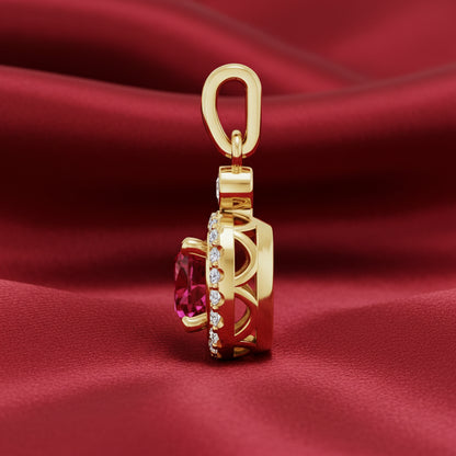 14K Yellow  Ruby & Natural Diamond Pendant
