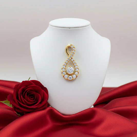 14K Yellow  Diamond Freeform Pendant