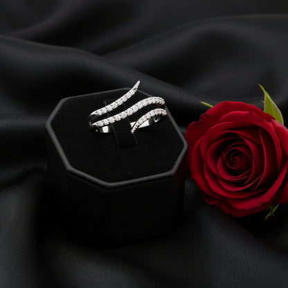 14K White  Diamond Bypass Ring