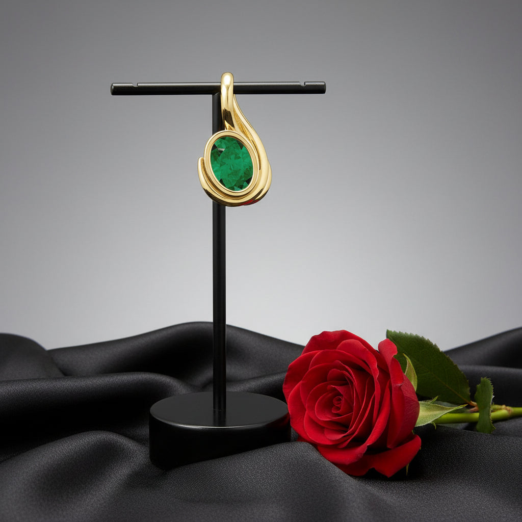 14K Yellow  Emerald Pendant