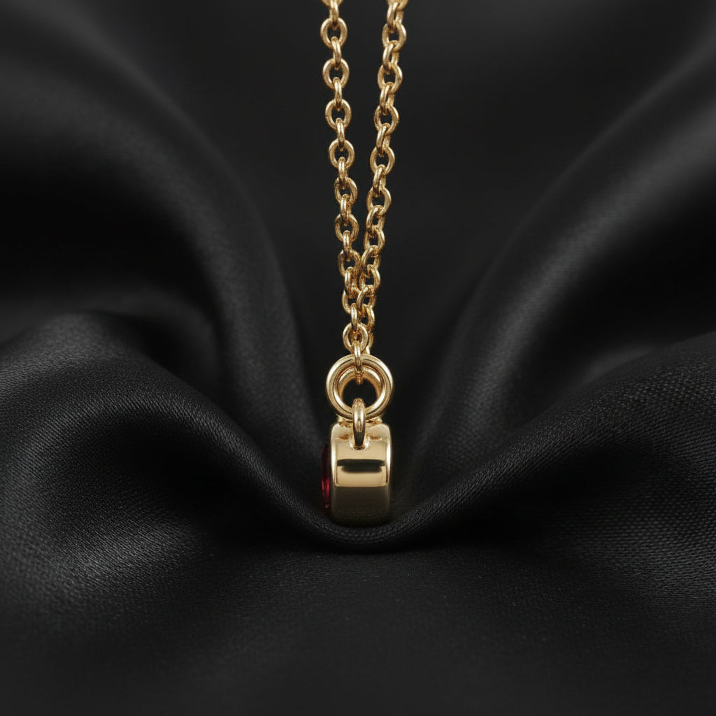 14K Yellow  Mozambique Garnet & Diamond 18" Necklace