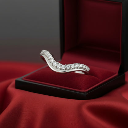 14K White Diamond Contour Band