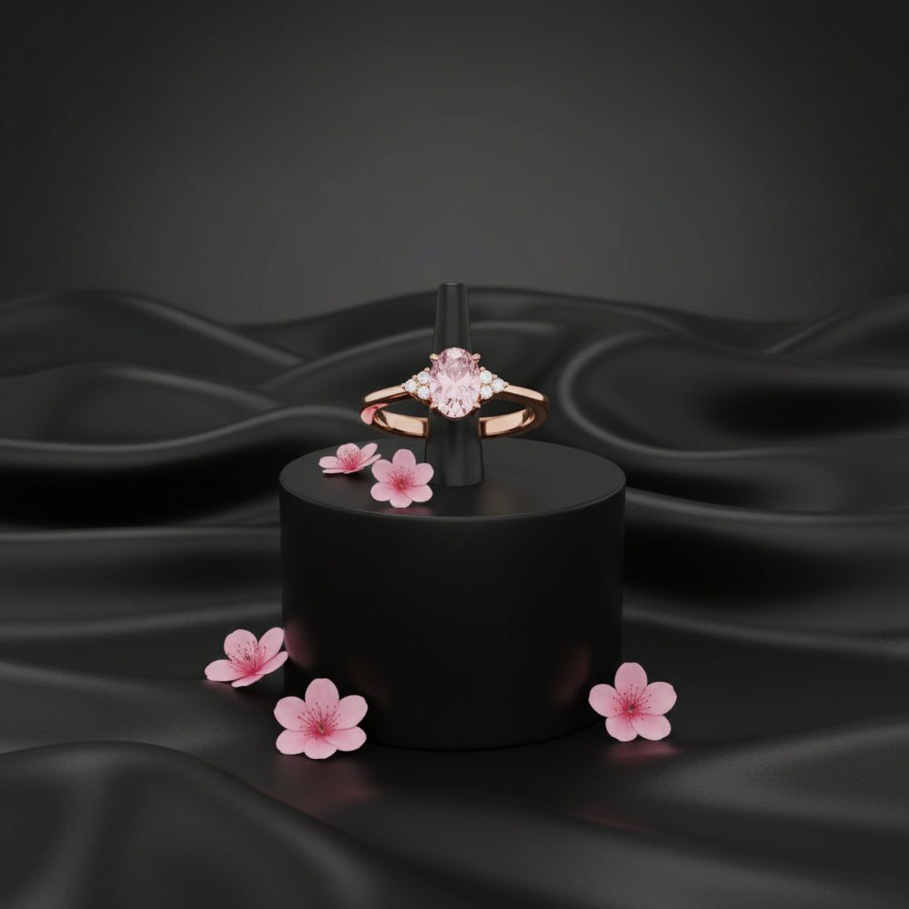 14K Rose Gold Pink Morganite &   Diamond Ring