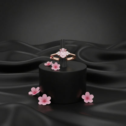 14K Rose Gold Pink Morganite &   Diamond Ring
