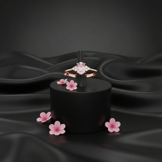 14K Rose Gold Pink Morganite &   Diamond Ring
