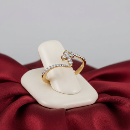 14K Yellow  Diamond Cross Ring