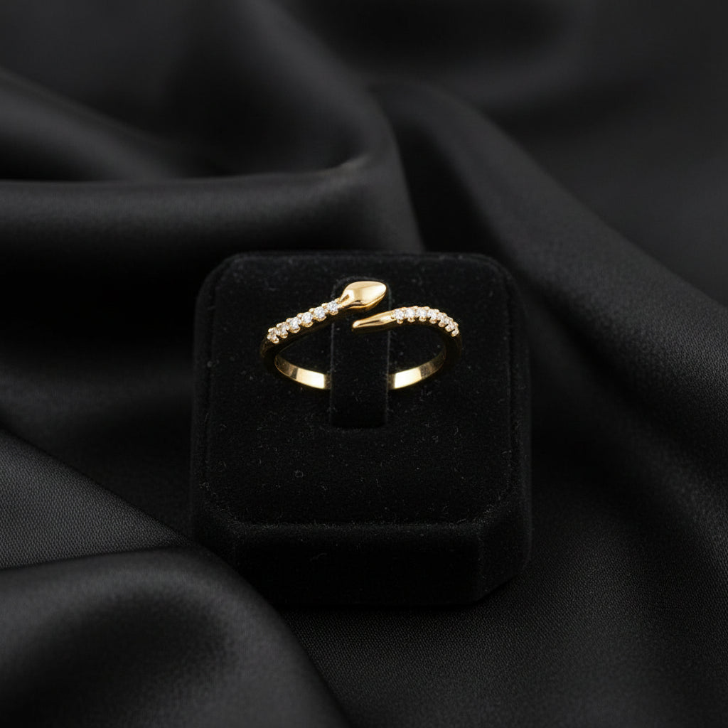 14K Yellow Diamond Snake Bypass Ring