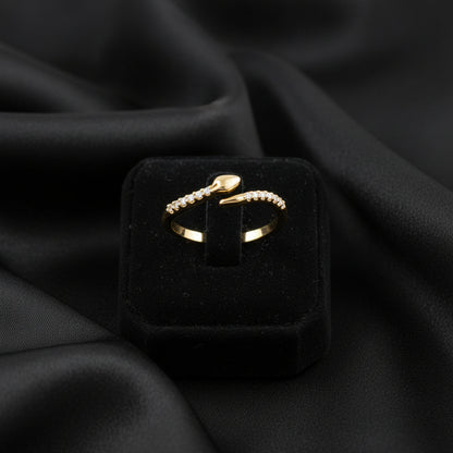 14K Yellow Diamond Snake Bypass Ring