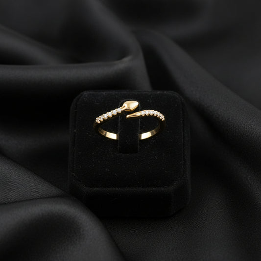 14K Yellow Diamond Snake Bypass Ring