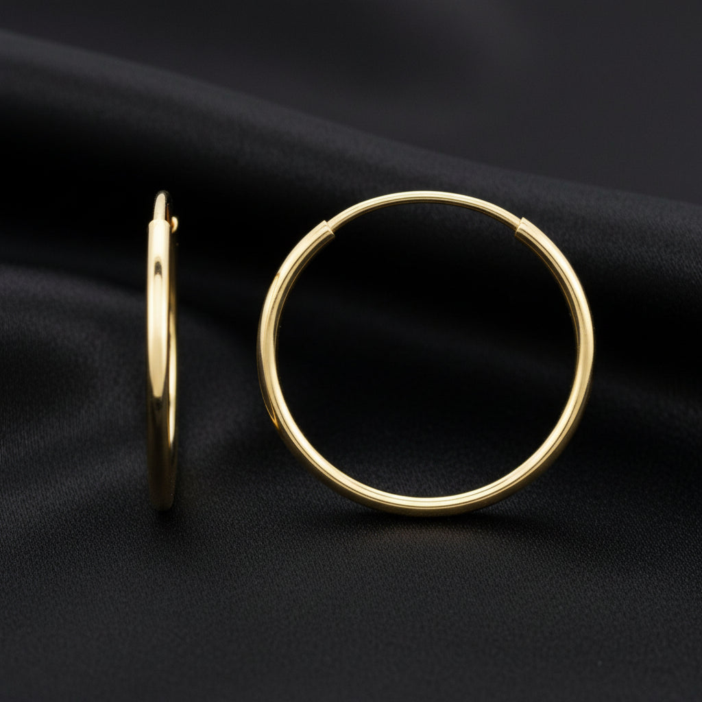 14K Yellow Endless Tube  Hoop Earring
