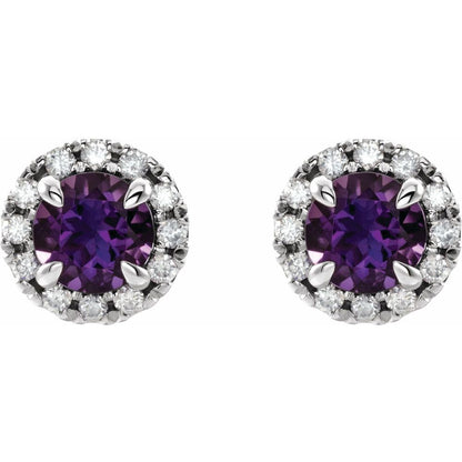 Natural Amethyst, Diamond Earring