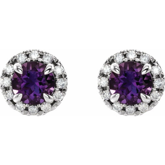 Natural Amethyst, Diamond Earring