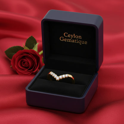 14K Yellow Diamond Contour Band