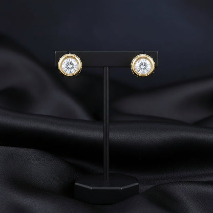 14K Yellow Diamond Hidden Halo-Style Stud Earrings