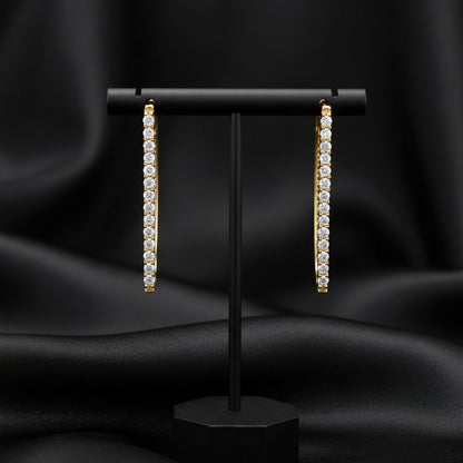 14K Yellow  Natural Diamond Bar Earrings