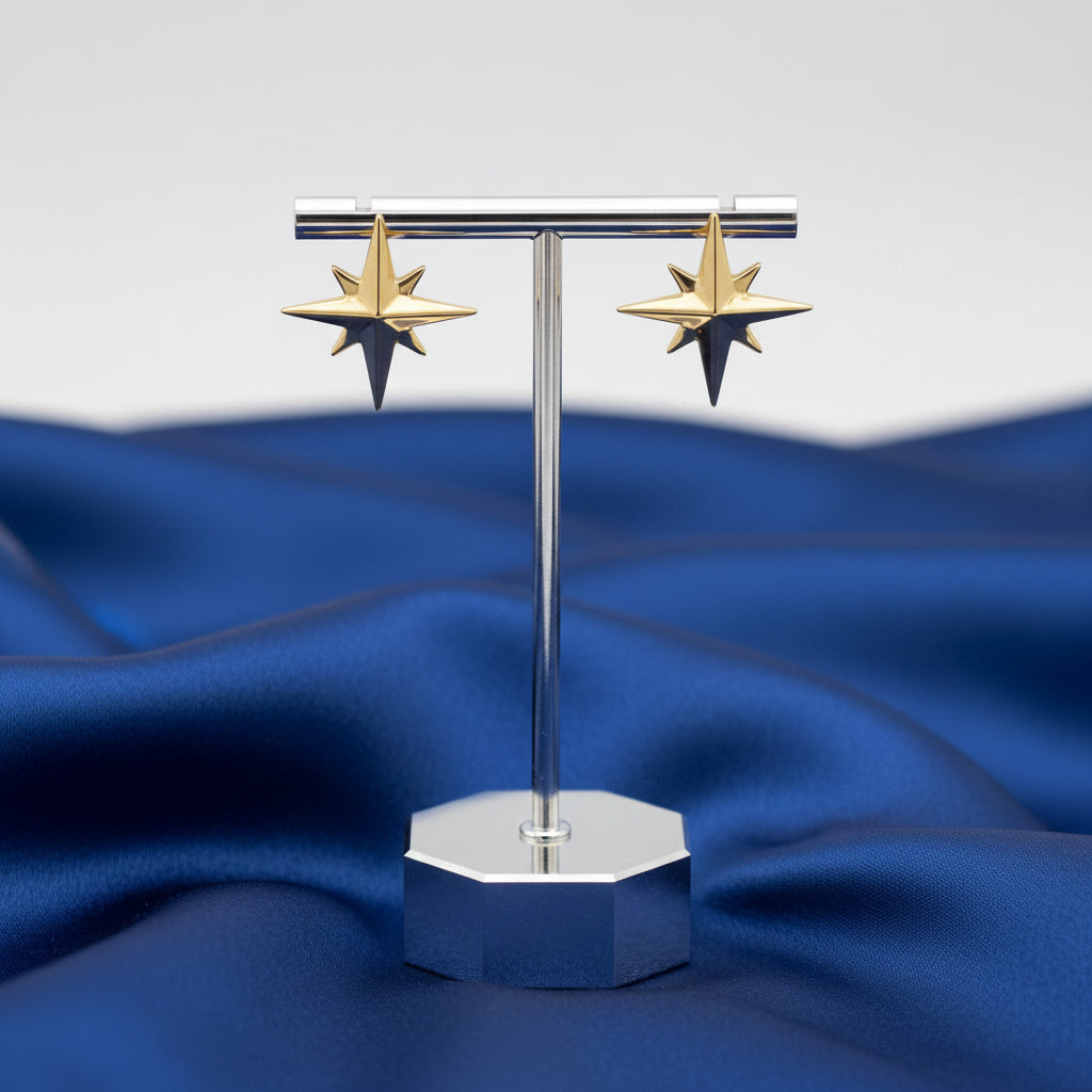 14K Yellow Star Earrings