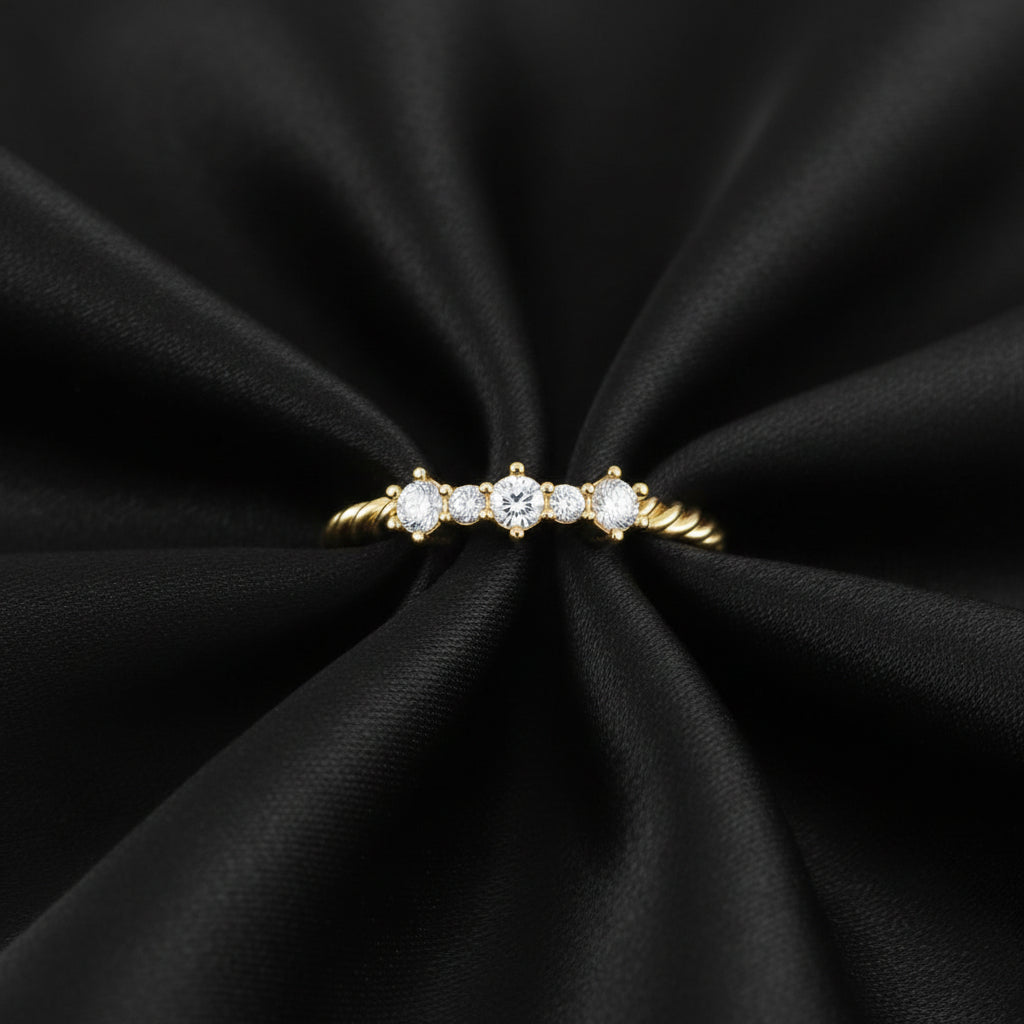 14K Yellow Diamond Rope Anniversary ring