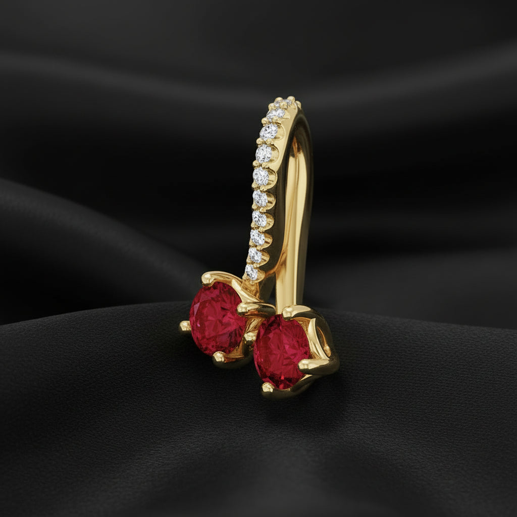 14K Yellow  Ruby & Diamond Pendant