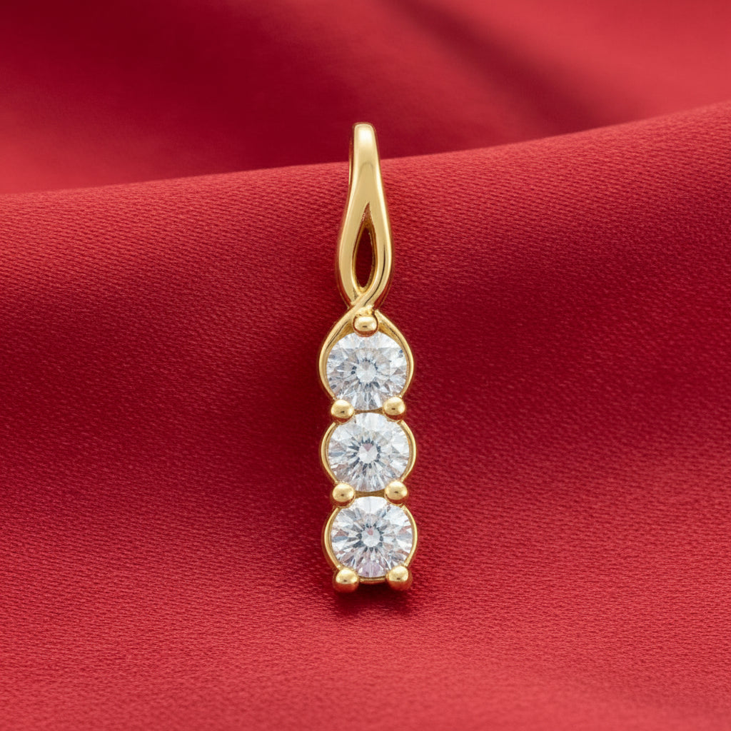 14K Yellow  Diamond Three-Stone Pendant