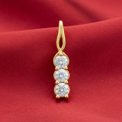 14K Yellow  Diamond Three-Stone Pendant
