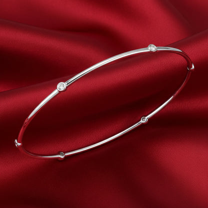 Sterling Silver Diamond Bezel-Set Bangle