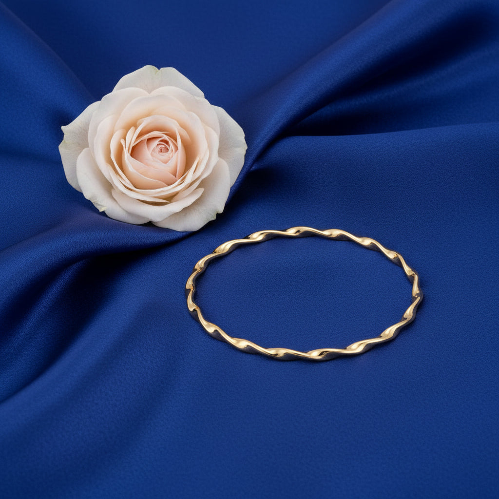 14K Yellow Twisted Bangle