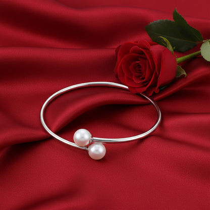 Sterling Silver  Freshwater Pearl Flexible Bangle