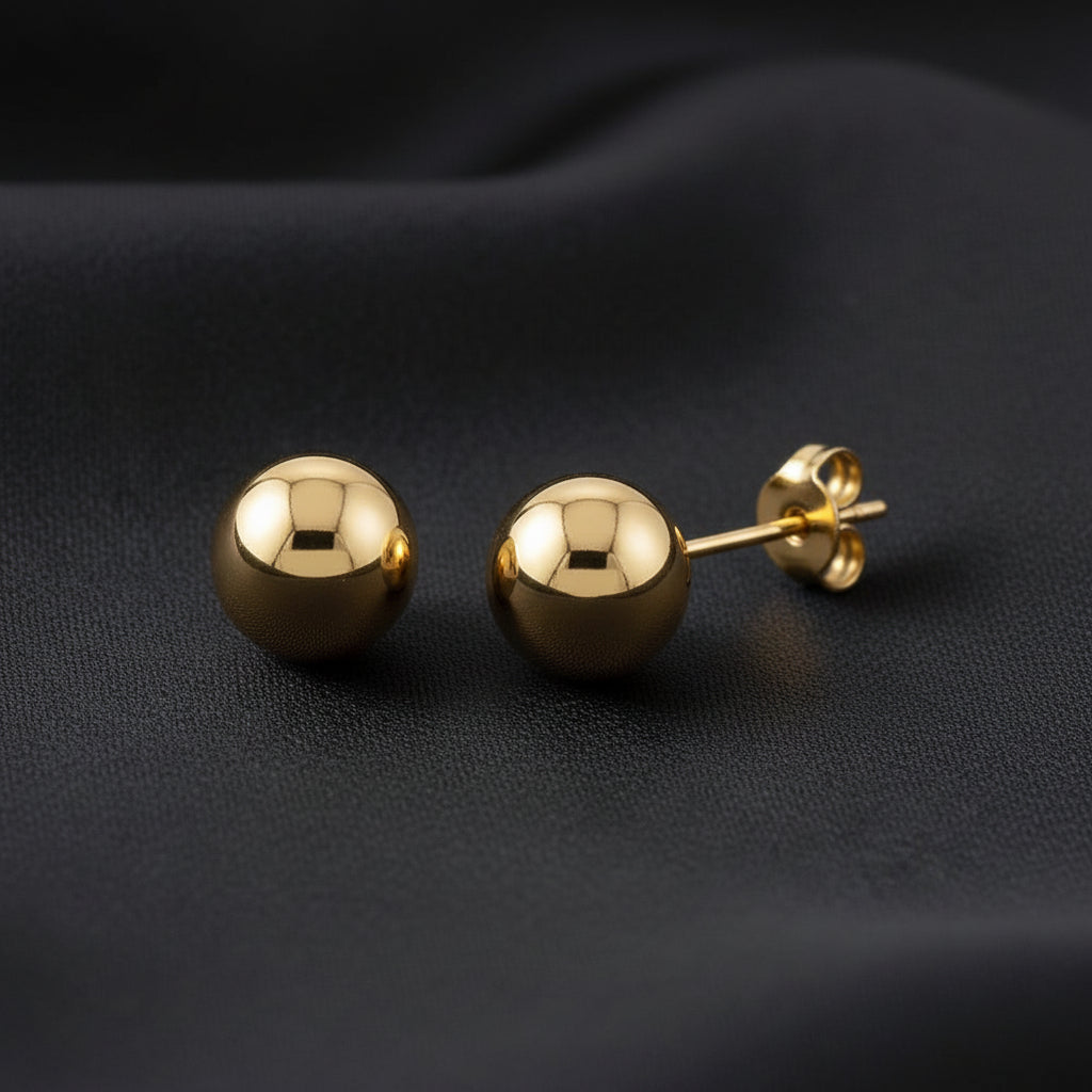 14K Yellow Ball Earrings