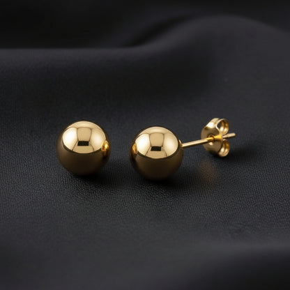 14K Yellow Ball Earrings