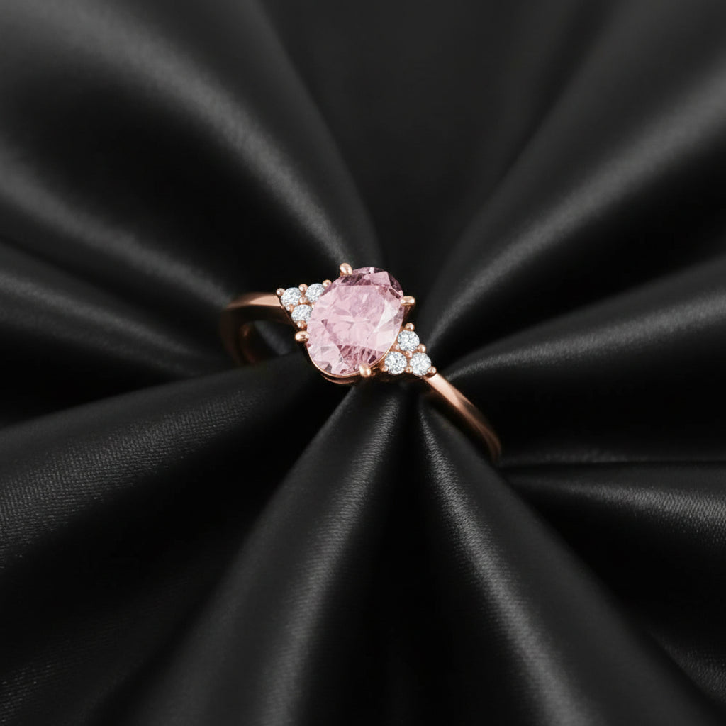 14K Rose Gold Pink Morganite &   Diamond Ring
