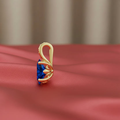 14K Yellow  Blue Sapphire Pendant