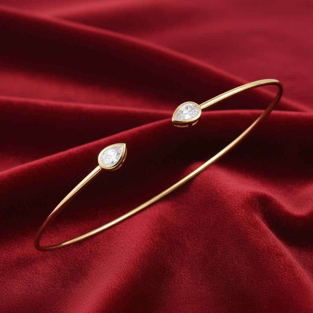 14K Yellow Diamond Bangle Bracelet