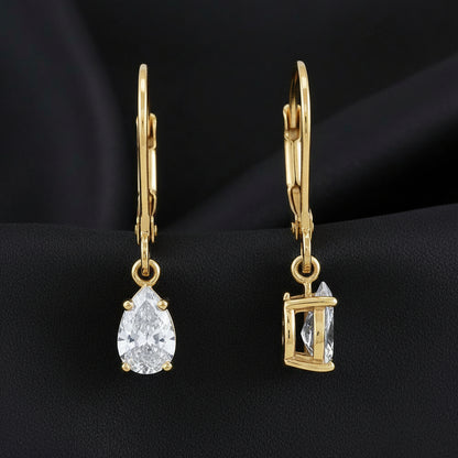 14K Yellow  Diamond Dangle Earrings