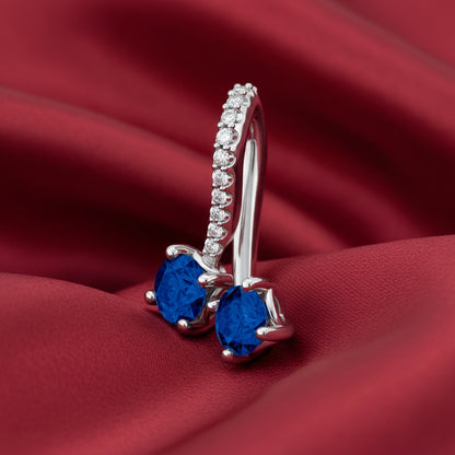 14K White  Blue Sapphire & Diamond Pendant
