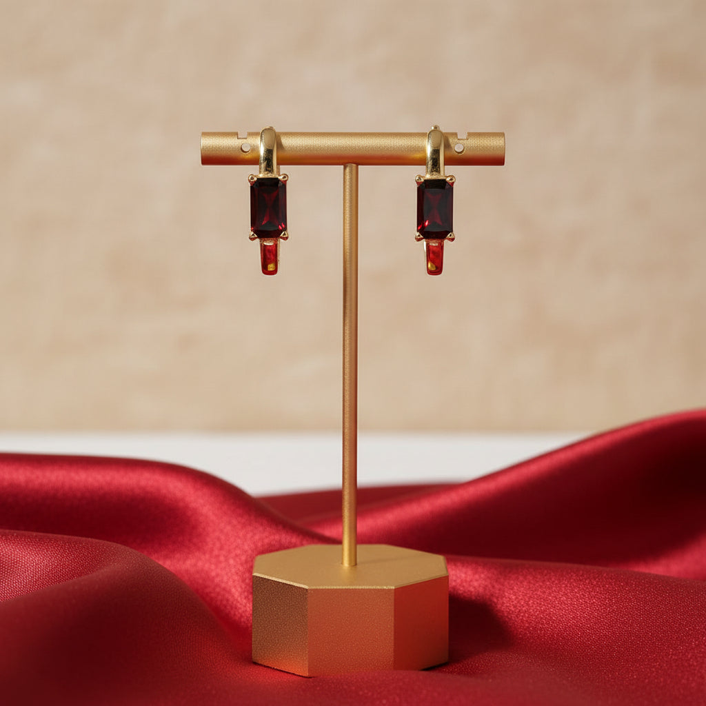 14K Yellow Natural Mozambique Garnet 13 mm Hoop Earrings