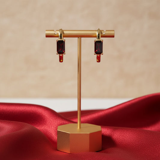 14K Yellow Natural Mozambique Garnet 13 mm Hoop Earrings