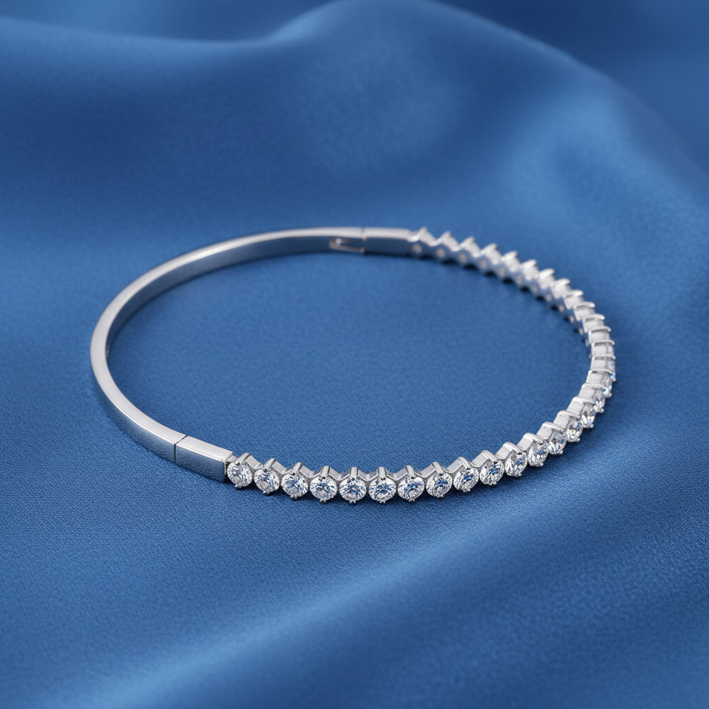 Sterling Silver Imitation White Cubic Zirconia Bangle