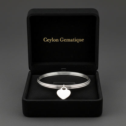 Sterling Silver Heart Charm Bangle