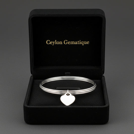 Sterling Silver Heart Charm Bangle