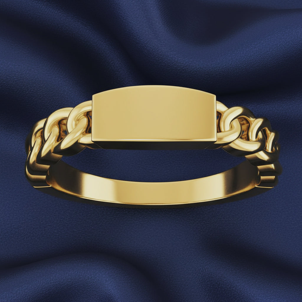 14K Yellow Engravable Chain Link Ring
