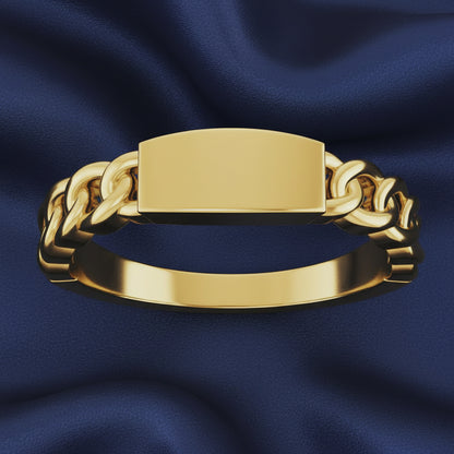 14K Yellow Engravable Chain Link Ring