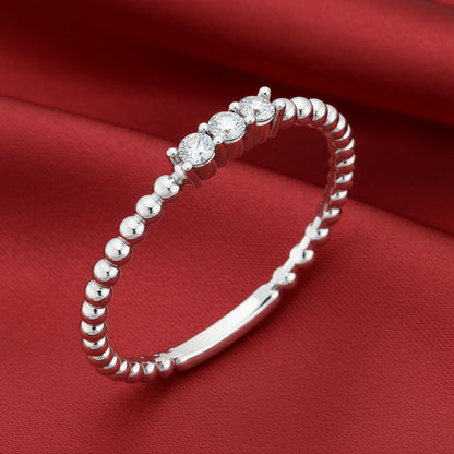 14K White   Diamond Beaded Ring