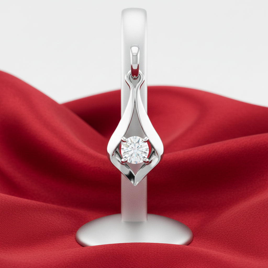 14K White  Diamond Pendant